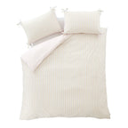 Catherine Lansfield Brighton Stripe Pastel Bow Trim Duvet Set