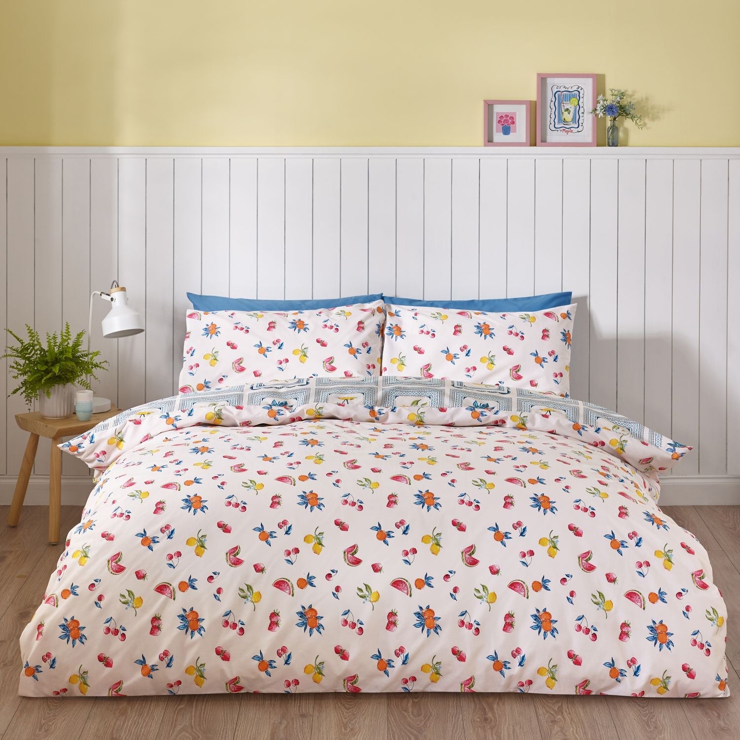 Catherine Lansfield Riviera Blue Tiles Reversible Duvet Set