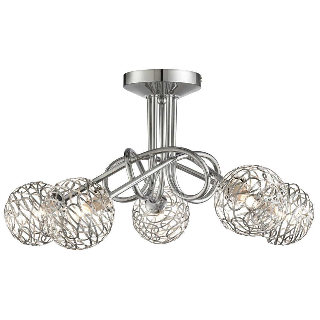 5 Light Chrome Twist Ceiling Light Fitting