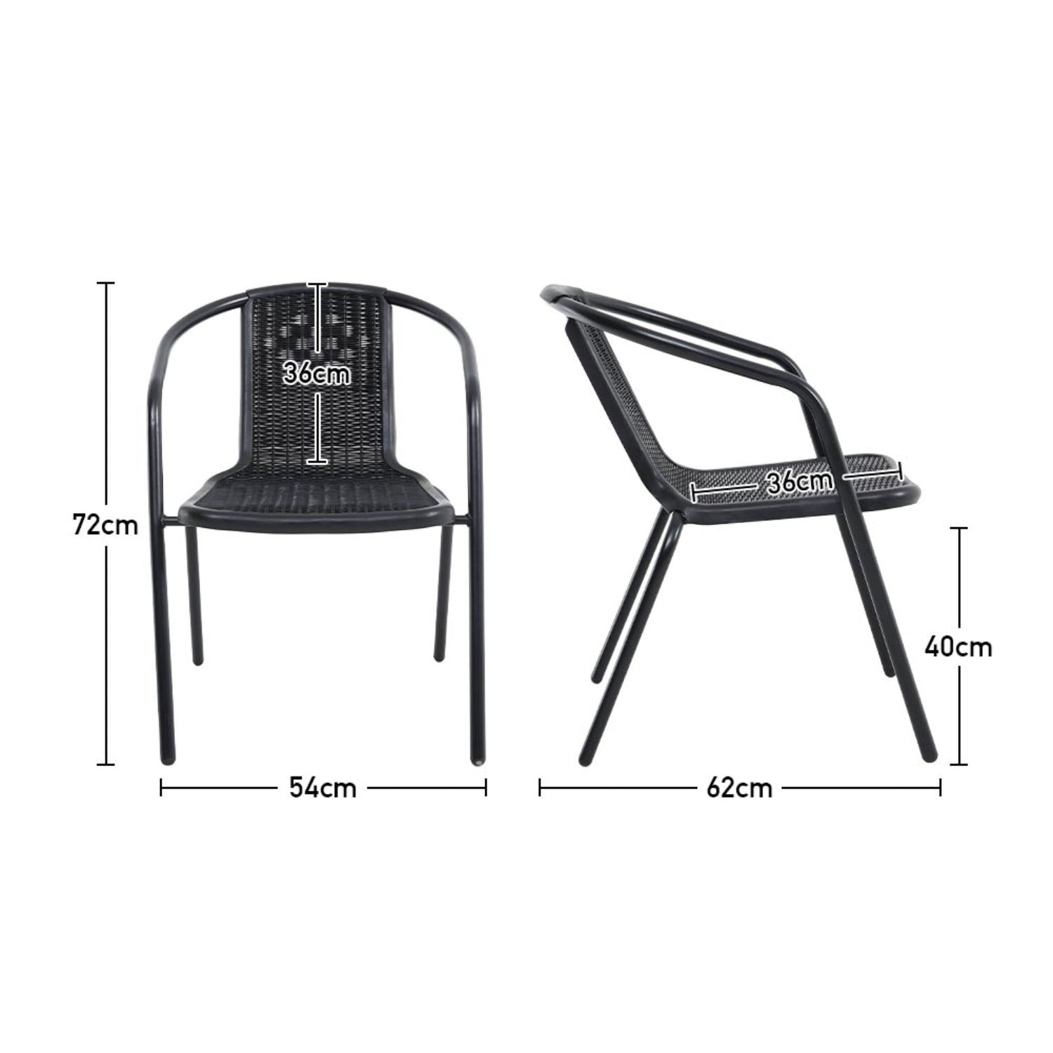 Set of 4 Black PE Rattan Stacking Garden Chairs