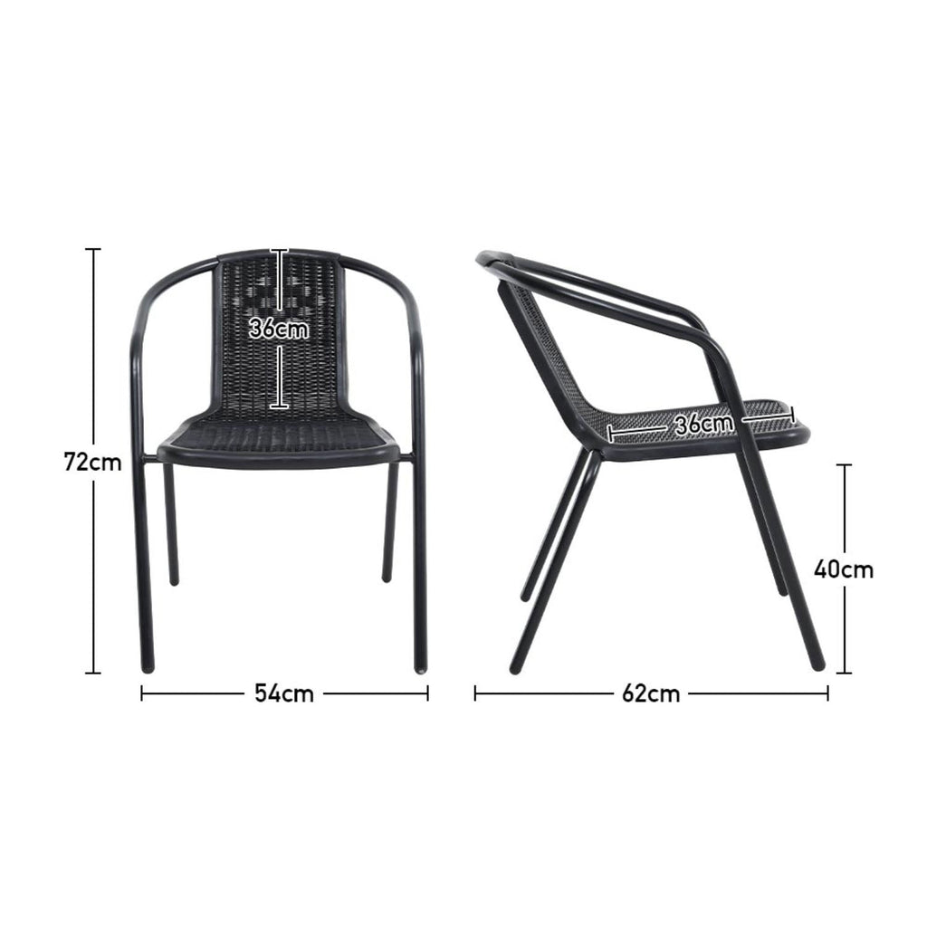 Set of 6 Black Wicker Stackable Garden Chairs