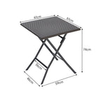 Black Square Rattan Outdoor Bistro Folding Table