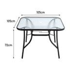 4 Seater Square Tempered Glass Garden Dining Table