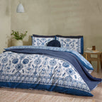 Catherine Lansfield Zoukara Blue Floral Reversible Duvet Set