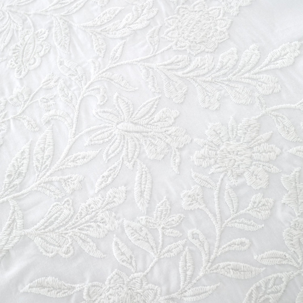 Bianca Embroidery Floral White 200TC Cotton Duvet Set