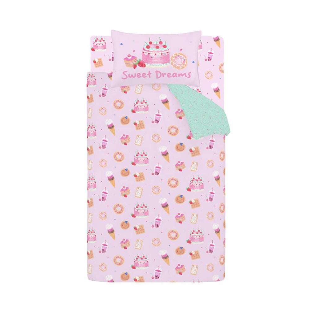 Catherine Lansfield Sweet Treats Pink Reversible Duvet Set