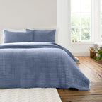Bianca Attica Blue Velvet Embroidered Bedspread