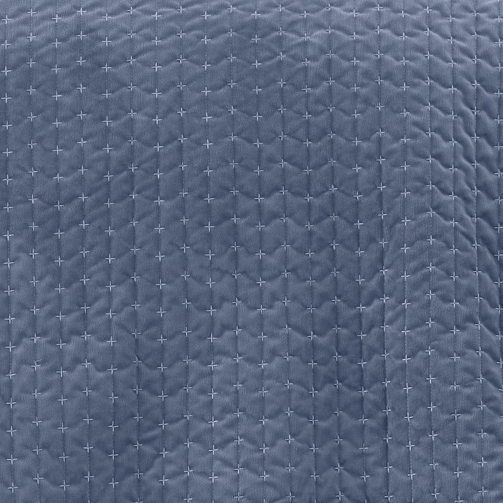 Bianca Attica Blue Velvet Embroidered Bedspread