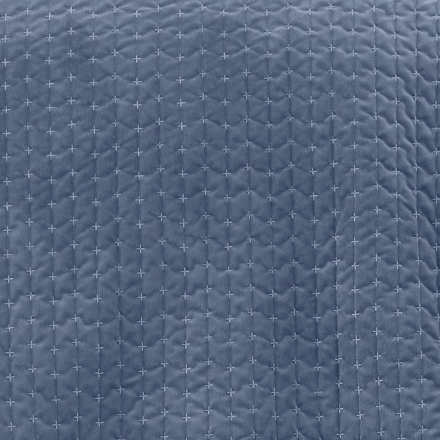 Bianca Attica Blue Velvet Embroidered Bedspread