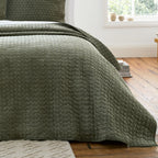 Bianca Attica Green Velvet Embroidered Bedspread