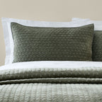 Bianca Attica Green Velvet Embroidered Pillow Sham Pair