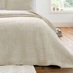 Bianca Attica Natural Velvet Embroidered Bedspread