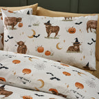 Catherine Lansfield Halloween Highland Cow Reversible Duvet Set