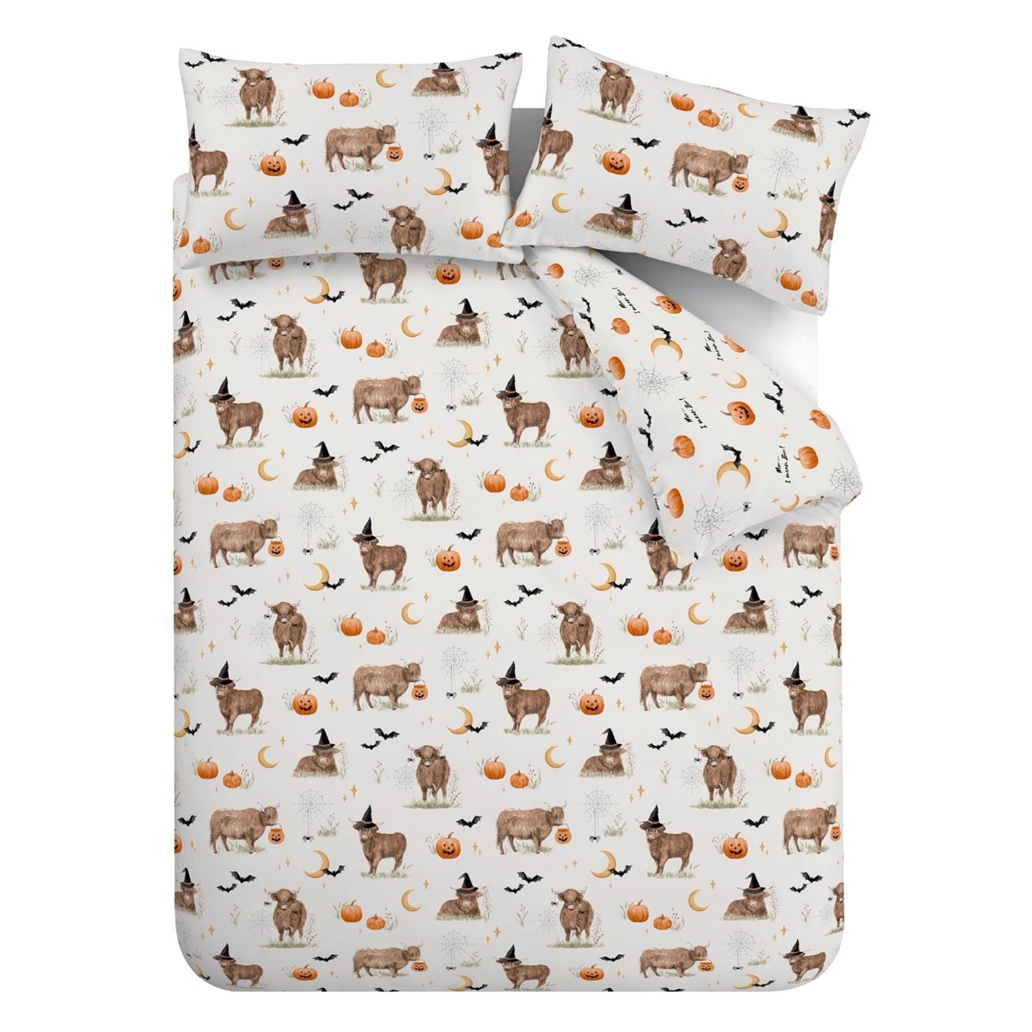 Catherine Lansfield Halloween Highland Cow Reversible Duvet Set