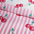 Catherine Lansfield Disco Cherries Pink Stripe Reversible Duvet Set
