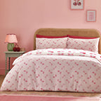 Catherine Lansfield Cherries and Bows Pink Reversible Duvet Set