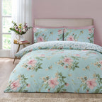 Catherine Lansfield Avebury Duck Egg Floral Reversible Duvet Set