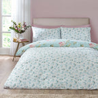Catherine Lansfield Avebury Duck Egg Floral Reversible Duvet Set