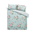 Catherine Lansfield Avebury Duck Egg Floral Reversible Duvet Set
