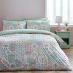 Catherine Lansfield Green Folk Patchwork Reversible Duvet Set