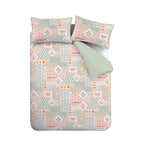 Catherine Lansfield Green Folk Patchwork Reversible Duvet Set