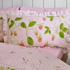 Catherine Lansfield Strawberry Frills Pink Gingham Reversible Duvet Set