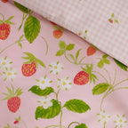 Catherine Lansfield Strawberry Frills Pink Gingham Reversible Duvet Set
