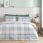 Catherine Lansfield Cartmel Check Soft Green Reversible Duvet Set