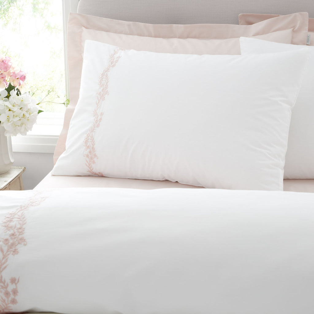 Bianca Camille Pink Embroidered Floral 200TC Cotton Duvet Set