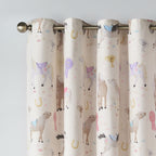 Catherine Lansfield Kids Happy Horses Cream Reversible Eyelet Curtains