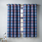Catherine Lansfield Kids Stars And Check Blue Eyelet Curtains