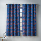 Catherine Lansfield Kids Stars And Check Blue Eyelet Curtains