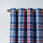 Catherine Lansfield Kids Stars And Check Blue Eyelet Curtains