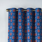 Catherine Lansfield Kids Stars And Check Blue Eyelet Curtains