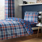 Catherine Lansfield Blue Stars And Check Reversible Duvet Set
