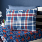 Catherine Lansfield Blue Stars And Check Reversible Duvet Set
