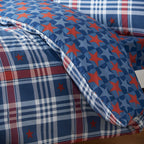 Catherine Lansfield Blue Stars And Check Reversible Duvet Set