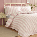 Catherine Lansfield Seersucker Frill Stripe Pink Duvet Set