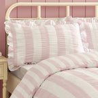 Catherine Lansfield Seersucker Frill Stripe Pink Duvet Set