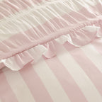 Catherine Lansfield Seersucker Frill Stripe Pink Duvet Set