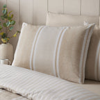 Catherine Lansfield Banded Stripe Natural Reversible Duvet Set