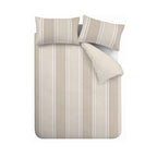 Catherine Lansfield Banded Stripe Natural Reversible Duvet Set