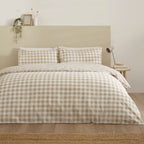 Catherine Lansfield Bamford Natural Gingham Check Reversible Duvet Set