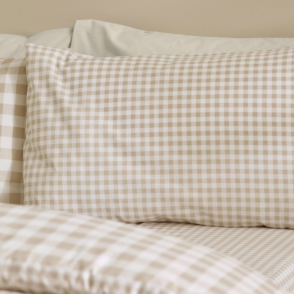 Catherine Lansfield Bamford Natural Gingham Check Reversible Duvet Set