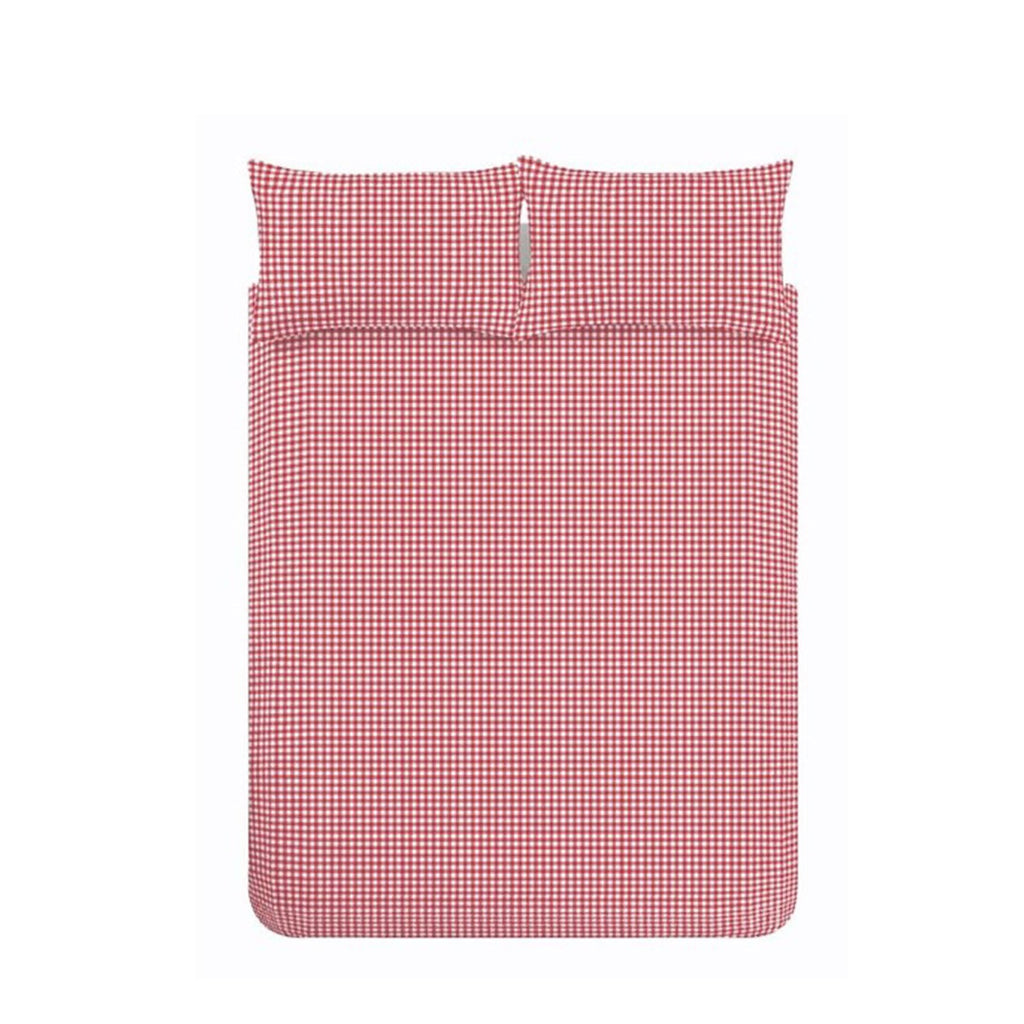 Catherine Lansfield Bamford Red Gingham Check Reversible Duvet Set