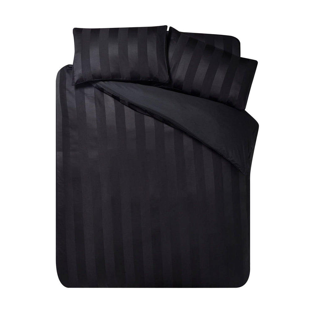 Catherine Lansfield So Soft Black Satin Stripe Duvet Set