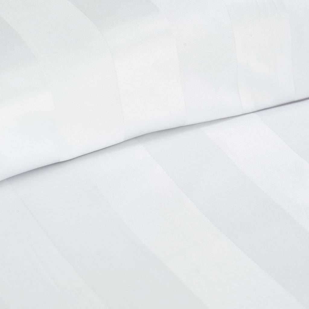 Catherine Lansfield So Soft White Satin Stripe Duvet Set