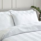 Catherine Lansfield So Soft White Satin Stripe Duvet Set
