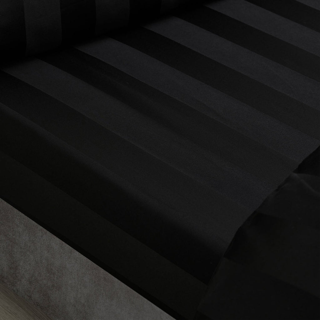 Catherine Lansfield So Soft Black Satin Stripe Fitted Sheet