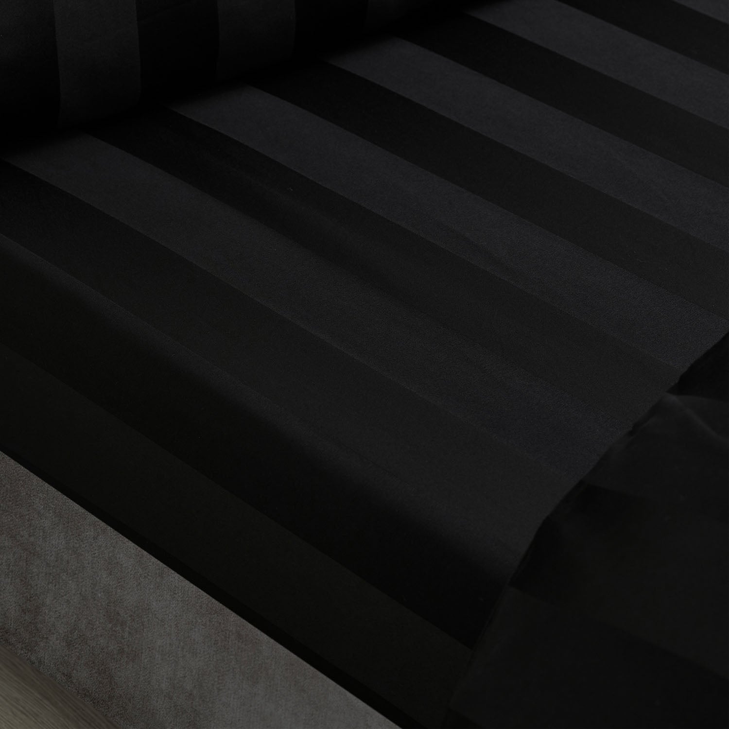 Catherine Lansfield So Soft Black Satin Stripe Fitted Sheet